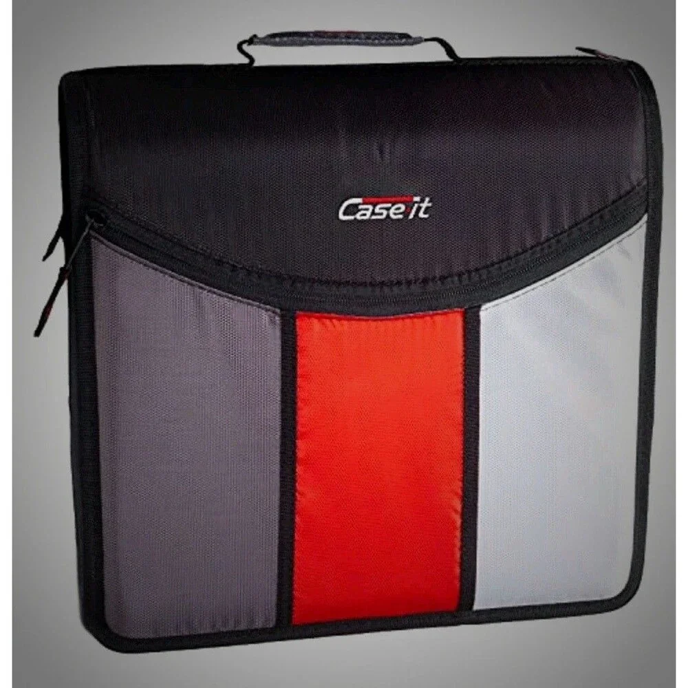 Case-it The Mighty Zip Tab Zipper Binder - 3 Inch O-Rings - 5 Color Tab